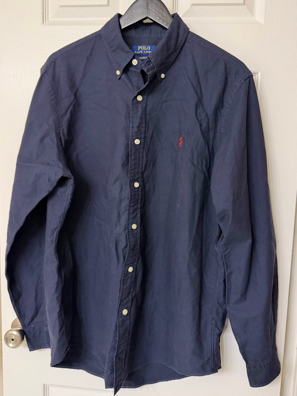 Polo by Ralph Lauren Navy Long-Sleeve Button-Down Shirt with Red Pony